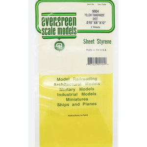 Evergreen Scale Models . EVG Evergreen Transparent Yellow Sheets .010x6x12 (2pcs)