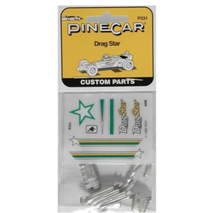 Pinecar . PIN Custom Parts w/Decals, Drag Star.