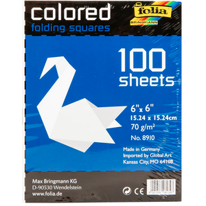 Global Art . GLO Folia Solid White Origami Paper 6" X 6" 100/Pkg