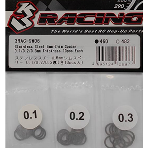 3 Racing . 3RC 3RACING Stainless Steel Shim Spacers 0.1/0.2/0.3mm Thickness 10 pcs. ea.