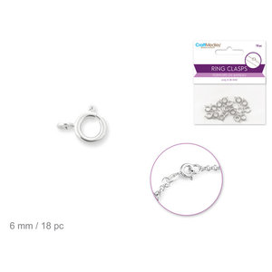CraftMedley . CMD Silver 6mm Ring Clasp x18 With Spring