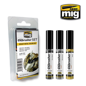 Ammo of MIG . MGA Bright Metal Colors Oilbrushers Set