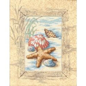 Dimensions . DMS Cross Stitch Kit 8"X10" Shells In The Sand 14 Count