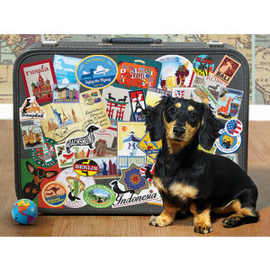 Cobble Hill . CBH Dachshund 'Round the World 500pc Puzzle
