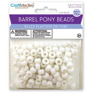 CraftMedley . CMD Pony Beads  9mmx6mm Barrel White