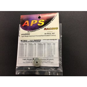 APS Racing . APS ALUMINUM PINION 64 PITCH/ 50 TOOTH
