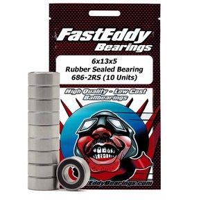 FastEddy . TFE Fast Eddy 6x13x5 Rubber Sealed Bearings 686-2RS (Single)