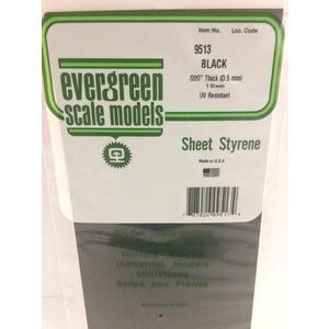 Evergreen Scale Models . EVG 6X12" BLACK SHEET .50MM