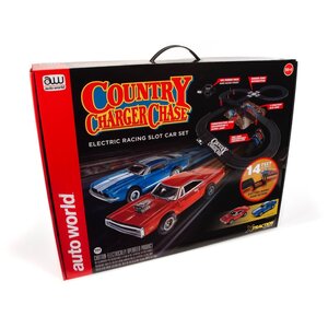 Auto World . AWD Auto World 14' County Charger Chase Slot Race Set 1967 Shelby GT500 1970 Dodge Charger R/T