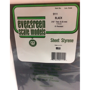 Evergreen Scale Models . EVG 8X21" BLACK SHEET .25MM