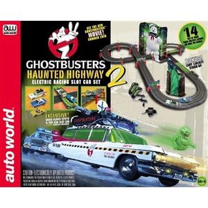 Auto World . AWD Auto World 14' Ghostbusters Haunted Highway 2 Race Set HO Scale