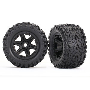 Traxxas . TRA Tires & wheels, assembled, glued (black Carbide wheels, Talon EXT tires, foam inserts) (2)