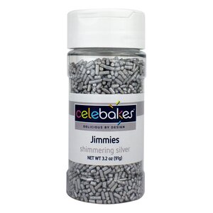 Celebakes . CBK Sprinkles Shimmering Silver Pearlized Jimmies 3.2 oz