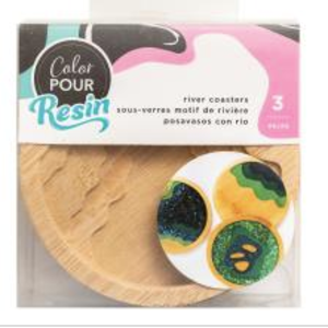 American Crafts . AMC American Crafts Color Pour Resin Coasters 3/Pkg Layered River