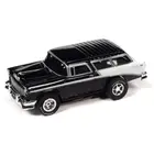 Auto World . AWD AW Classic Black & White | 1955 Chevy Bel Air Nomad Slot Car