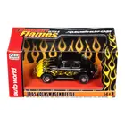 Auto World . AWD AW Black Yellow Flames | 1965 Volkswagen Beetle Slot Car