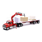 New Ray . NRY 1/32 Scale Freightliner 114SD Flatbed W/ Crane Truck