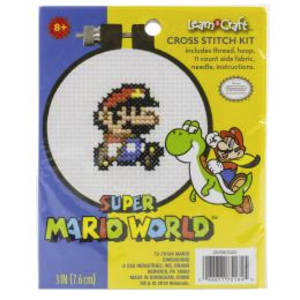 Dimensions . DMS Dimensions Learn-A-Craft Counted Cross Stitch Kit 3" Round Super Mario Bros