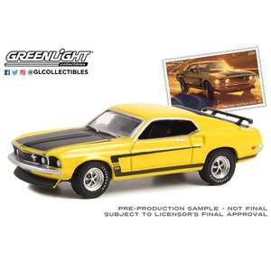 Green Light Collectibles . GNL 1:64 1969 Ford Mustang Boss 302 Yellow