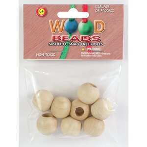 Pepperell . PEP Round Wood Beads Natural 20mm 8 per Pkg