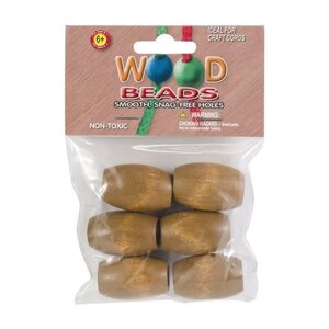 Pepperell . PEP Oval Wood Beads Maple 32mmX22mm 6 per Pkg