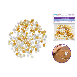 CraftMedley . CMD Pearl Beads  Gloss Tri-Colormix Gold 8mm