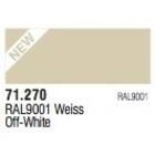 Vallejo Paints . VLJ Off White RAL9001 18ml Acrylic