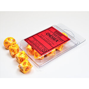 Chessex . CHX Festive 10D10 Sunburst/red dice set