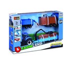 BBurago . BUR Farmland 10cm Moto. Tractor w/ 3 Trailers Gift Set