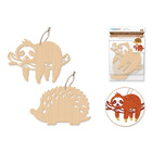 CraftMedley . CMD Wood Ornaments x2 Asst Creatures with Jute Cord Hanger