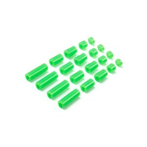 Tamiya America Inc. . TAM JR Lightweight Plastic Spacer Set, Fluorescent Green (12/6.7/6/3/1.5mm)