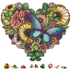 Zen Chalet Puzzles . ZCP Flower Heart Wooden Puzzle, 200 Pcs
