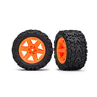 Traxxas . TRA Traxxas Tires & Wheels, Assembled, Glued (2.8') (Rustler 4X4 Orange Wheels, Talon Extreme Tires, Foam Inserts) (2)