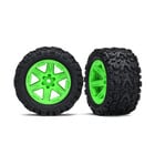 Traxxas . TRA Tires & wheels, assembled, glued Rustler 4X4 Green