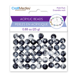 CraftMedley . CMD Acrylic Beads: 10mm Round Multi-Packs 25g B) Marble Classic