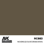 A K Interactive . AKI Real Colors No.9/No.22 Olive Drab (WWII) 17 ml.