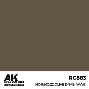 A K Interactive . AKI Real Colors No.9/No.22 Olive Drab (WWII) 17 ml.