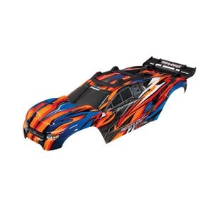 Traxxas . TRA Body, Rustler 4x4 VXL Orange/Window, Grill