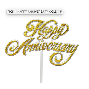 McCall's Bakers Warehouse (MBW) Happy Anniversary Gold Pick 11 Cake Toper