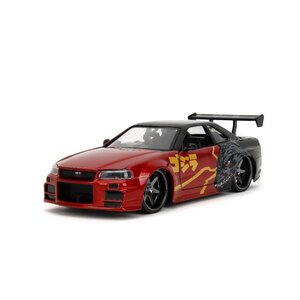 Jada Toys . JAD 1/24 "Hollywood Rides" Godzilla 2002 Skyline GT-R (R34)