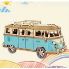 PM Hobbycraft's Own . PMO Blue Red Wooden Puzzle Camping Van Kit