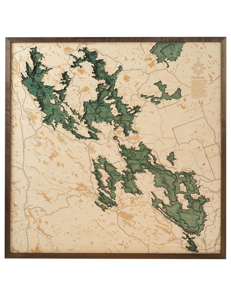 Muskoka Lakes 3d Wall Map 76cmx76cm