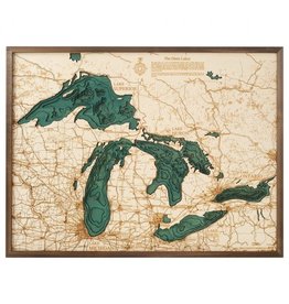 Great Lakes of North America 3d Wall Map 81cmx61cm