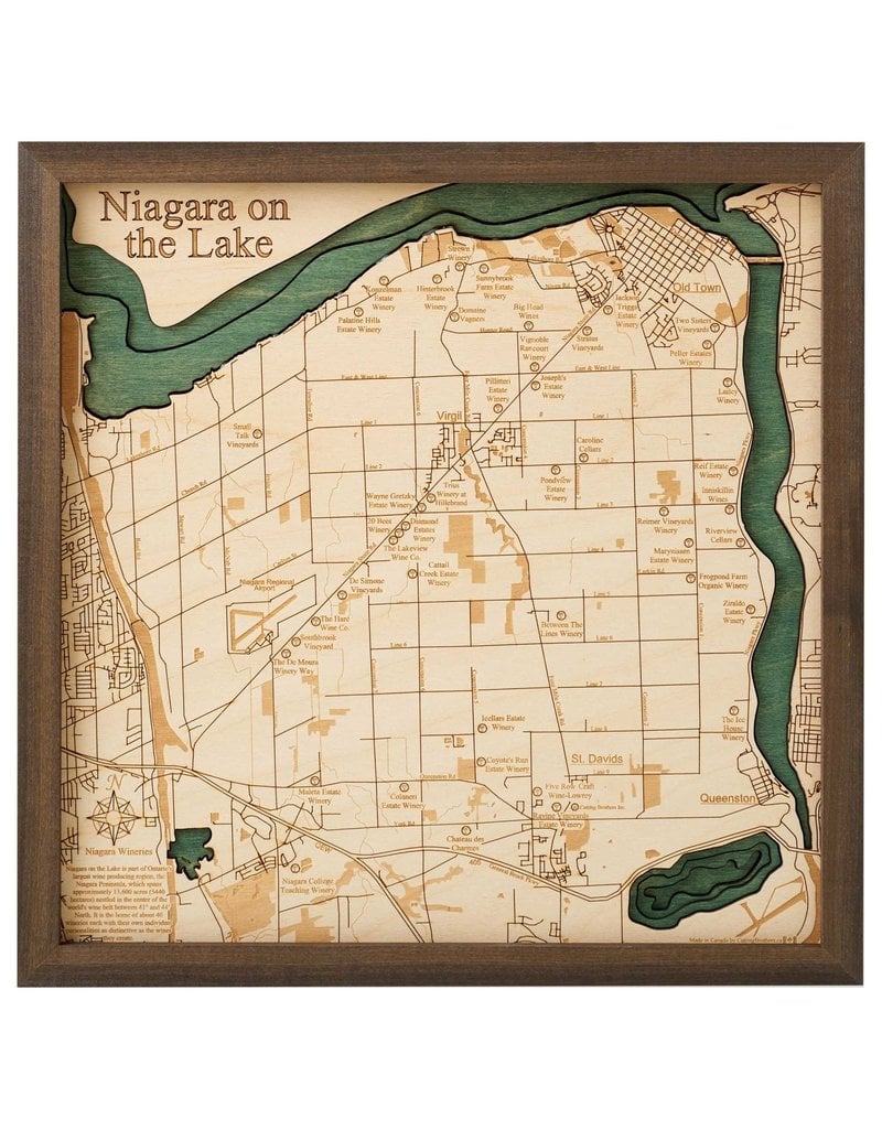 Niagara on the Lake Wineries 3d Wall Map 35cmx35cm