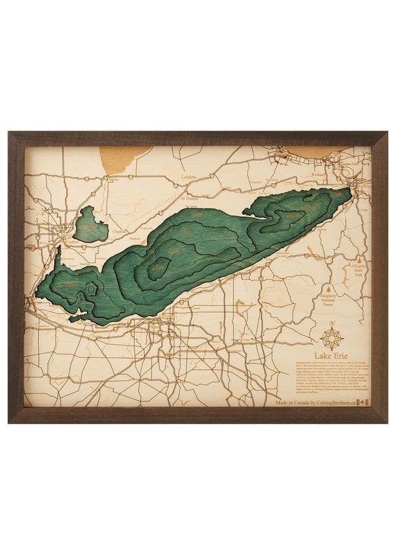 Lake Erie 3d Wall Map 40.5cmx30.5cm