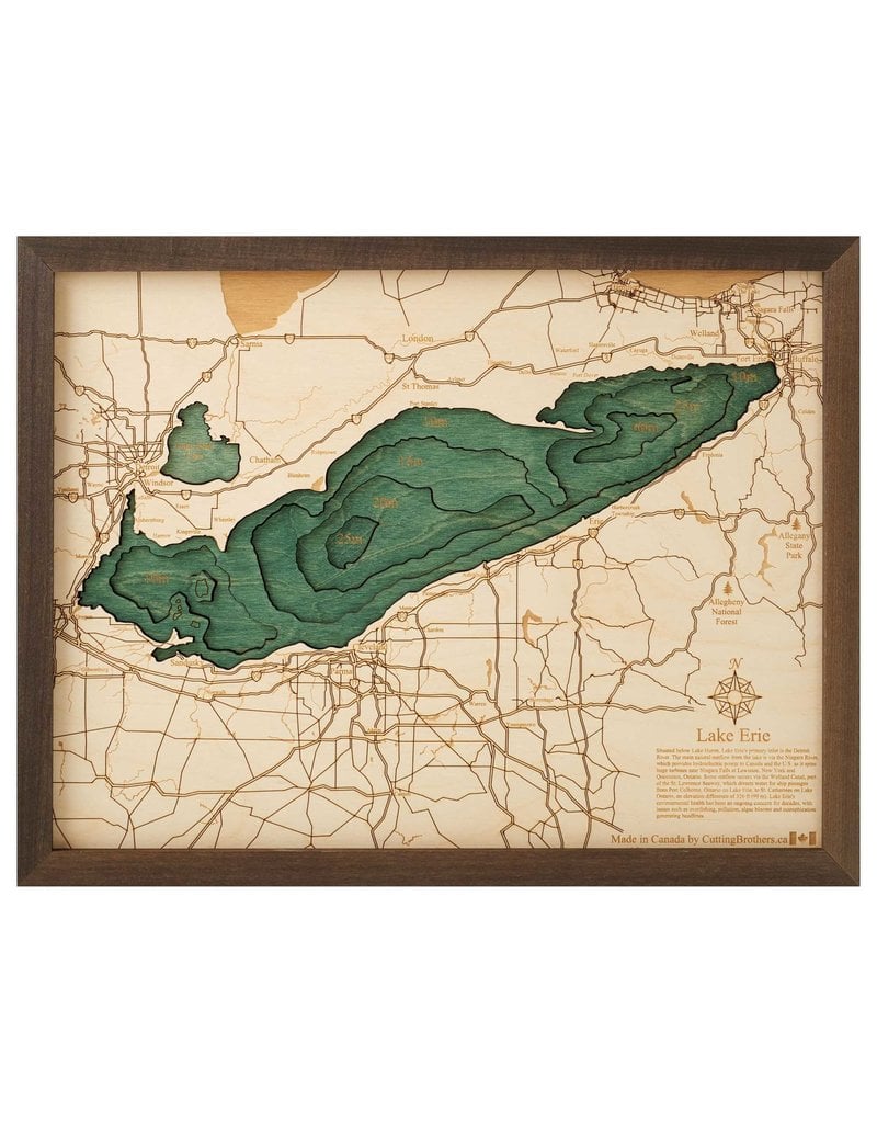 Lake Erie 3d Wall Map 40.5cmx30.5cm