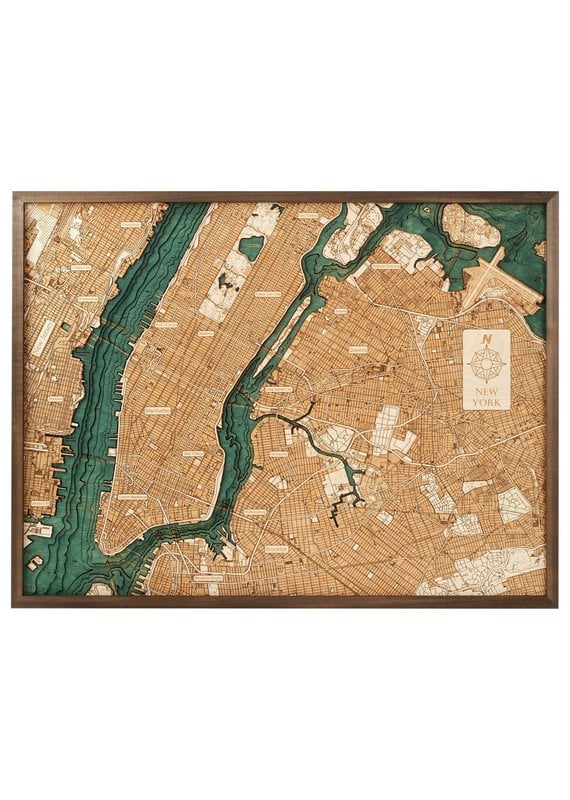 Manhattan 3d Wall Map 81cmx61cm