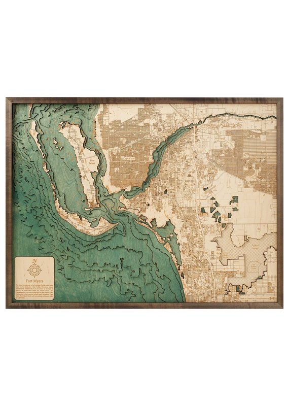 Fort Myers - Cape Coral 3d Wall Map 81cmx61cm