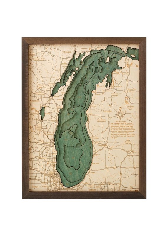 Lake Michigan 3d Wall Map 40.5cmx30.5cm
