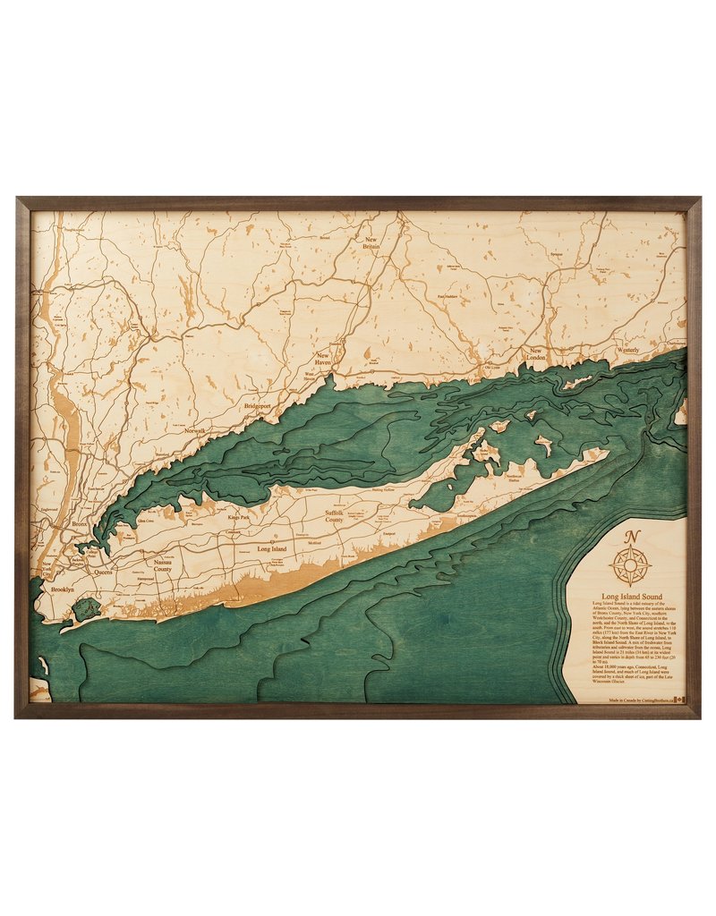 Long Island South 3d Wall Map 81cmx61cm